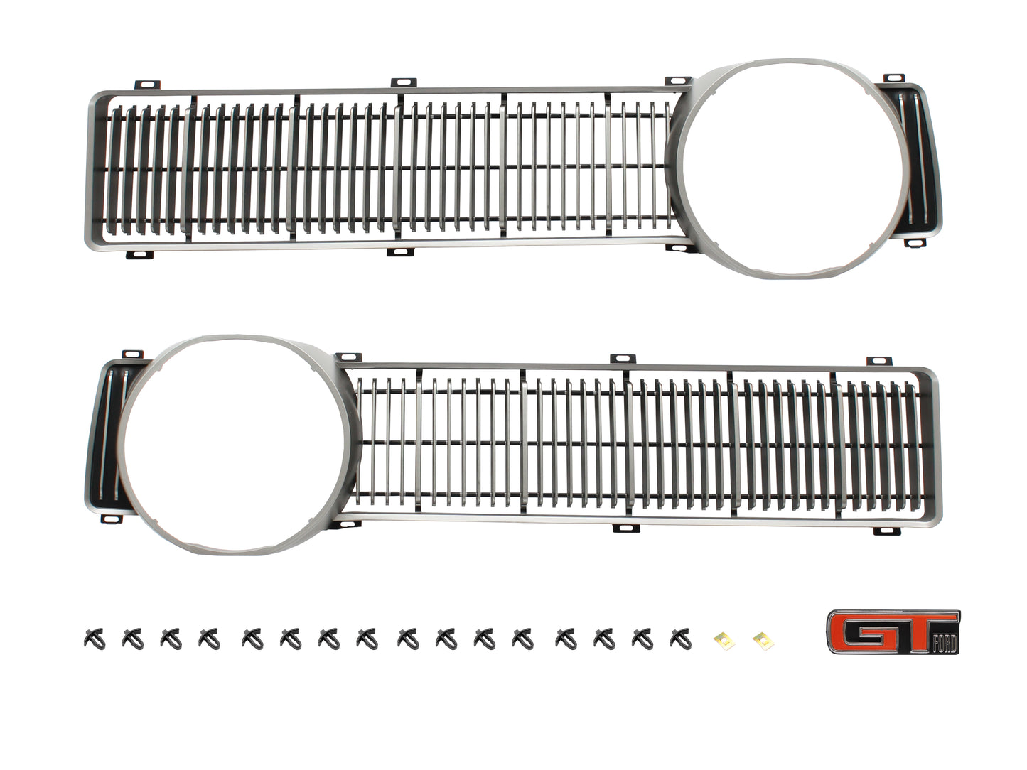 Ford NEW Grille Insert Pair Left + Right XY + GT Badge + Fitting Kit surround - F2227A