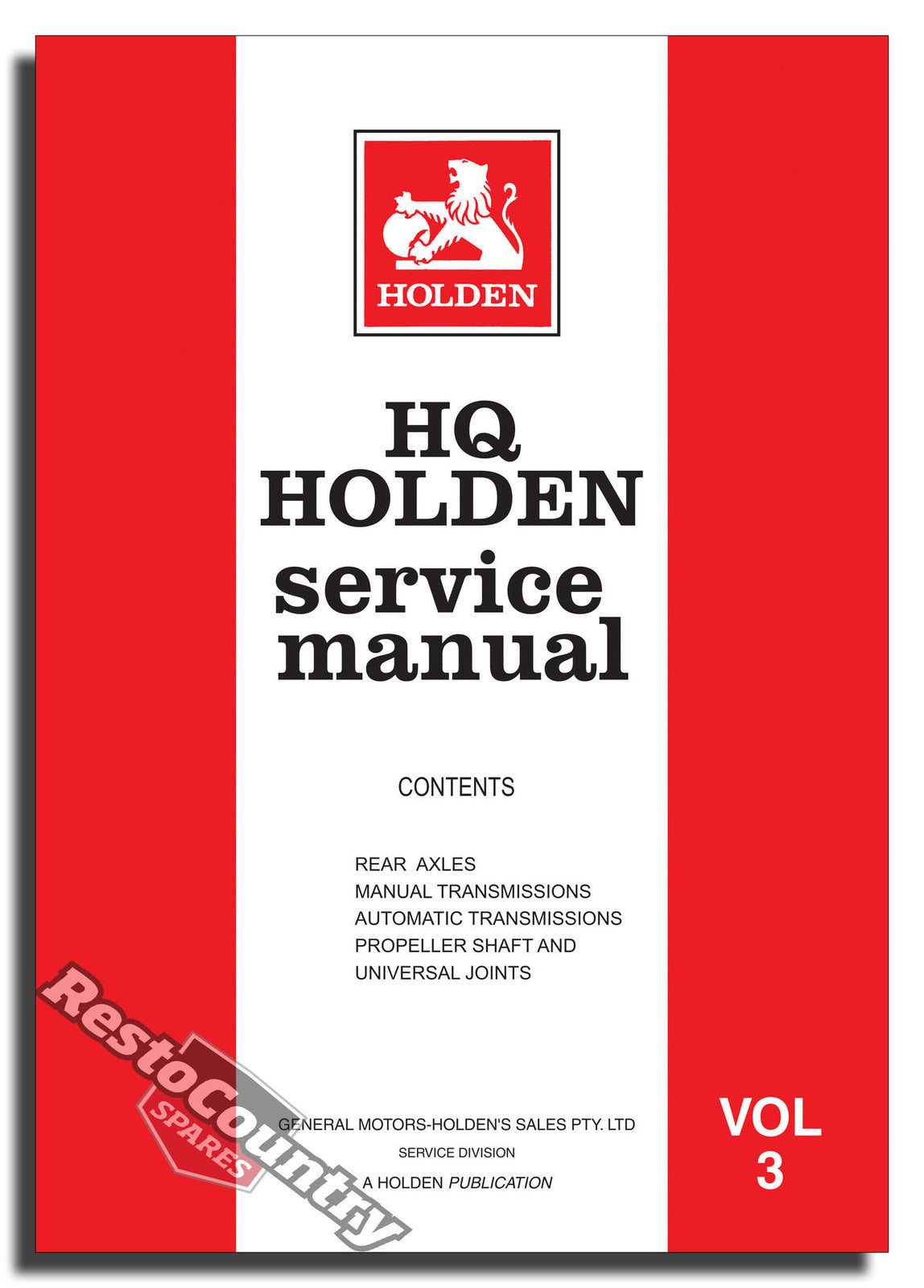 Holden GMH Factory HQ Vol 3. Service Manual-Axle Transmission. NEW workshop book - GMM37017