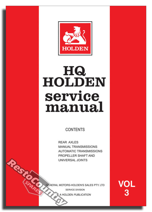 Holden GMH Factory HQ Vol 3. Service Manual-Axle Transmission. NEW workshop book - GMM37017