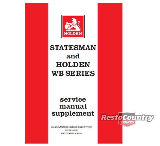 Holden GMH Factory Statesman + WB Series Supplement Service Manual workshop book - GMM38376