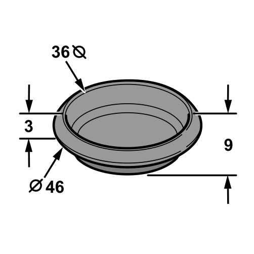 Universal Blind Grommet x1 39mm OD blanking round  rubber - GR1001