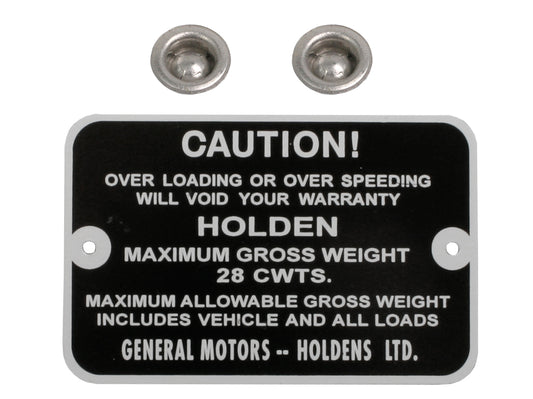 Gross Weight Tag Holden FJ Ute Van - GWT1001