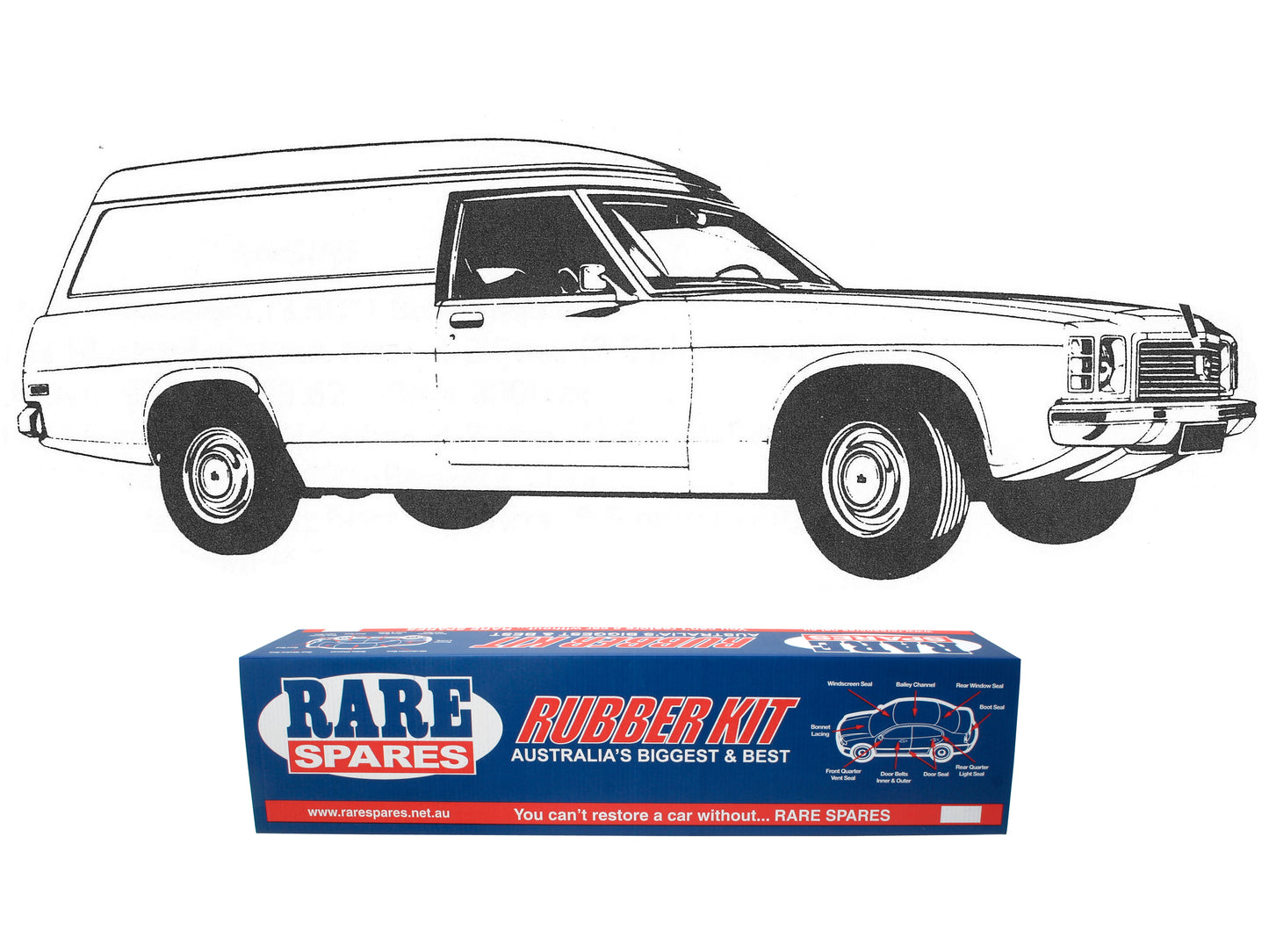 Body Rubber Kit Holden HJ HX HZ Panel Van (Mid Brown) - HJ4MB