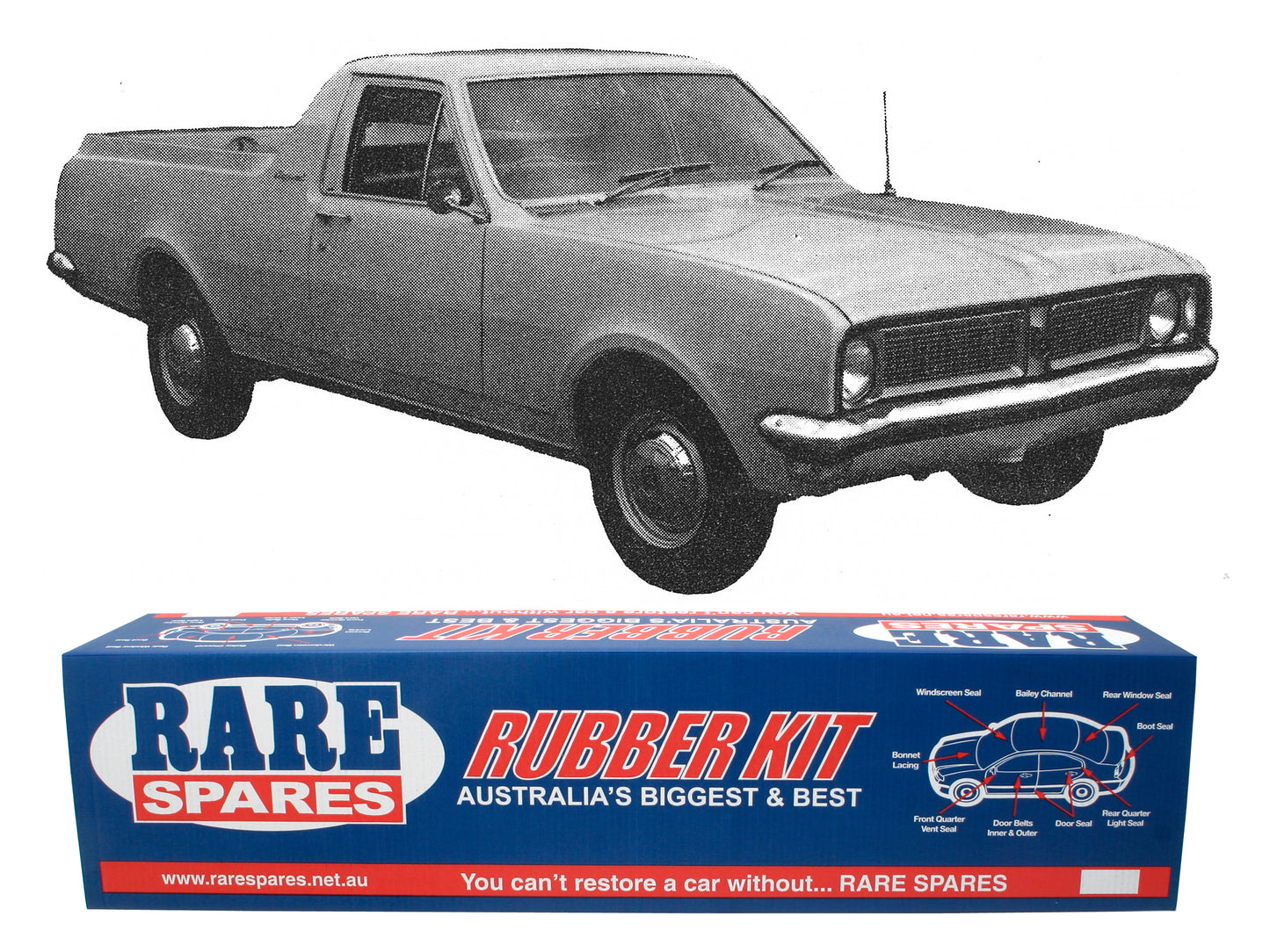Body Rubber Kit Holden HK HT HG Kingswood Ute (Grey) - HK8G
