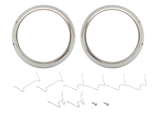 Holden Chrome Headlight Rims PAIR Suit Some 48-215 FJ FX + Fitting Kit - HLR1009