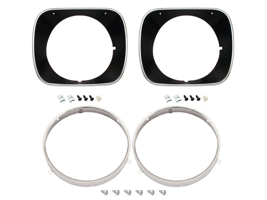 Headlight Rim Kit Inner & Outer L&R HQ SS GTS Black - HLRKHQB