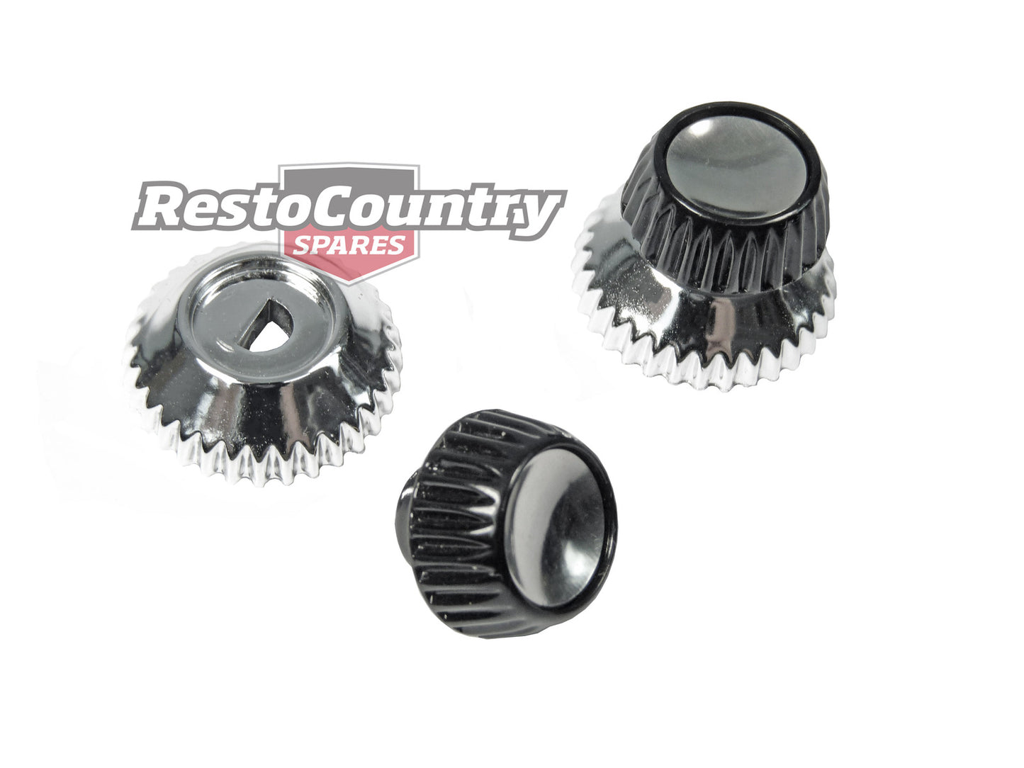 Holden Radio / Stereo Knob Set Chrome FE FC AUSTRALIAN MADE dash nob am fm - HOL035