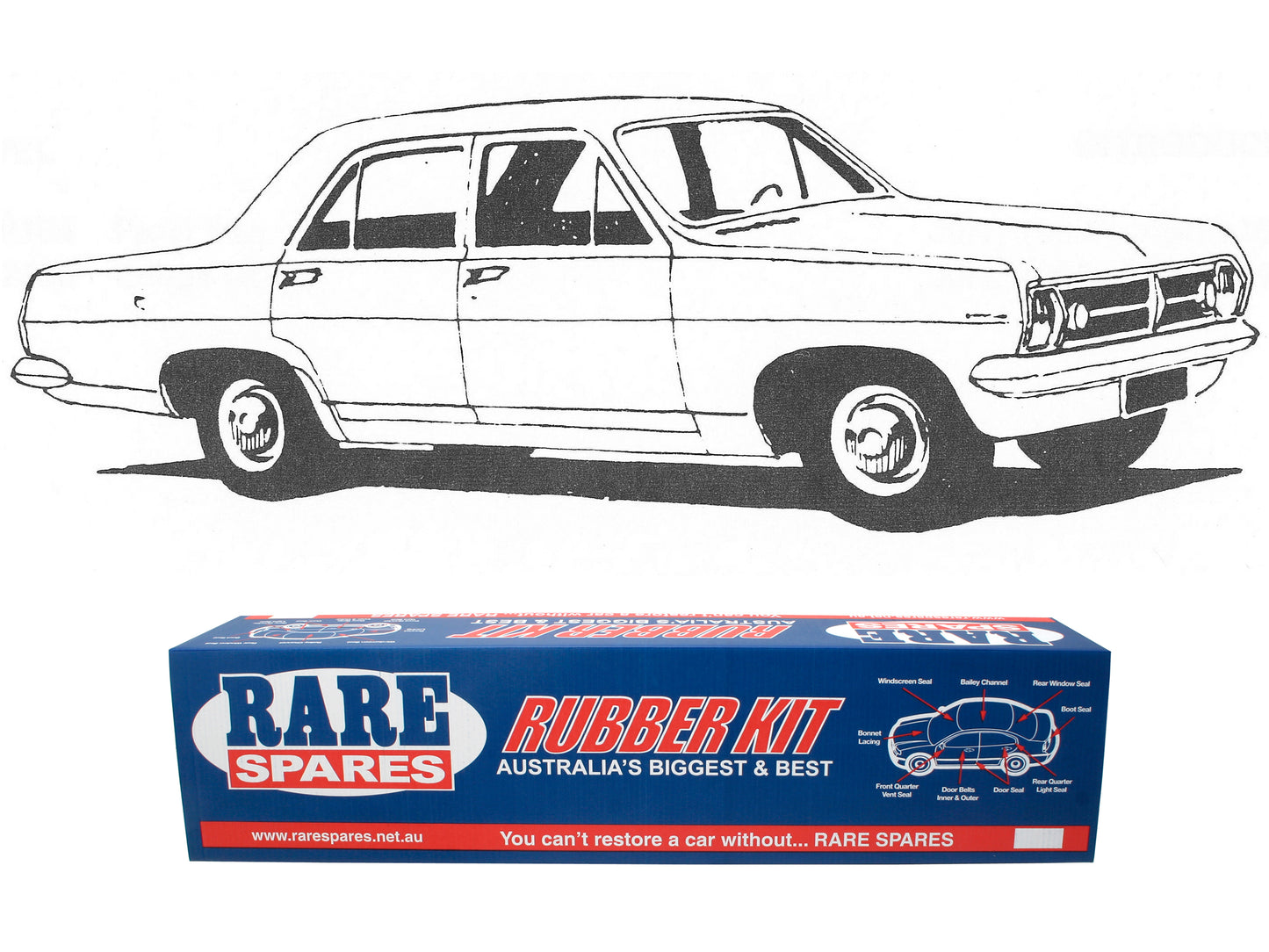 Body Rubber Kit Holden HR Premier / Special Sedan (Maroon) - HR1M