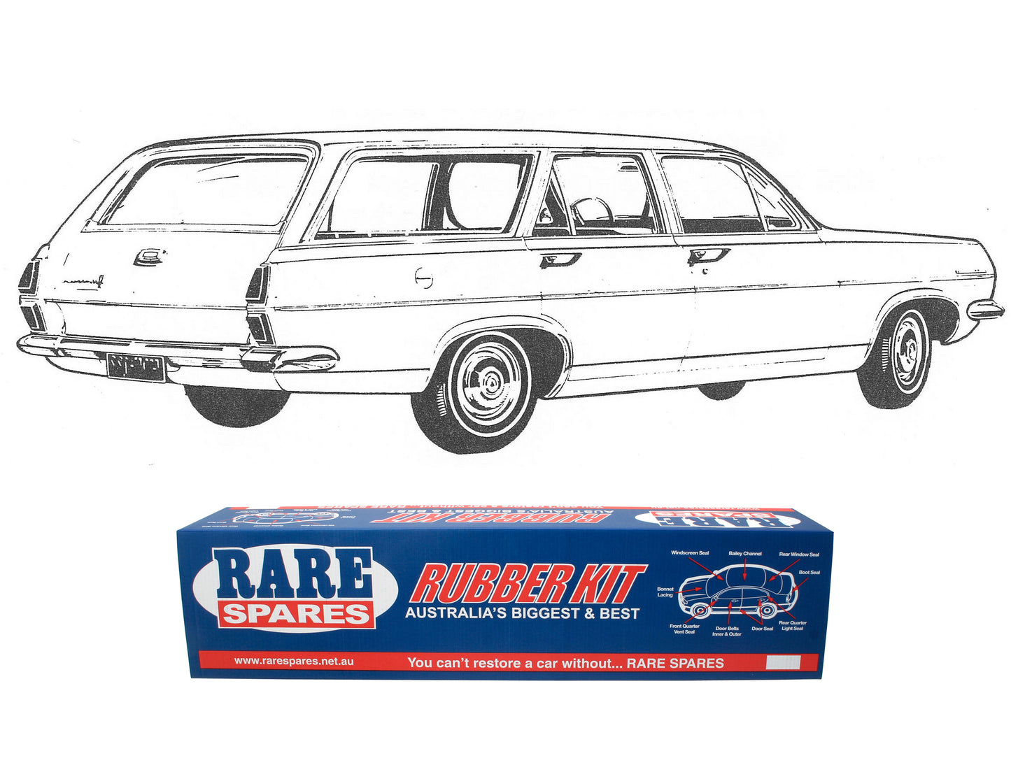 Body Rubber Kit Holden HR Premier / Special Wagon (Maroon) - HR2M