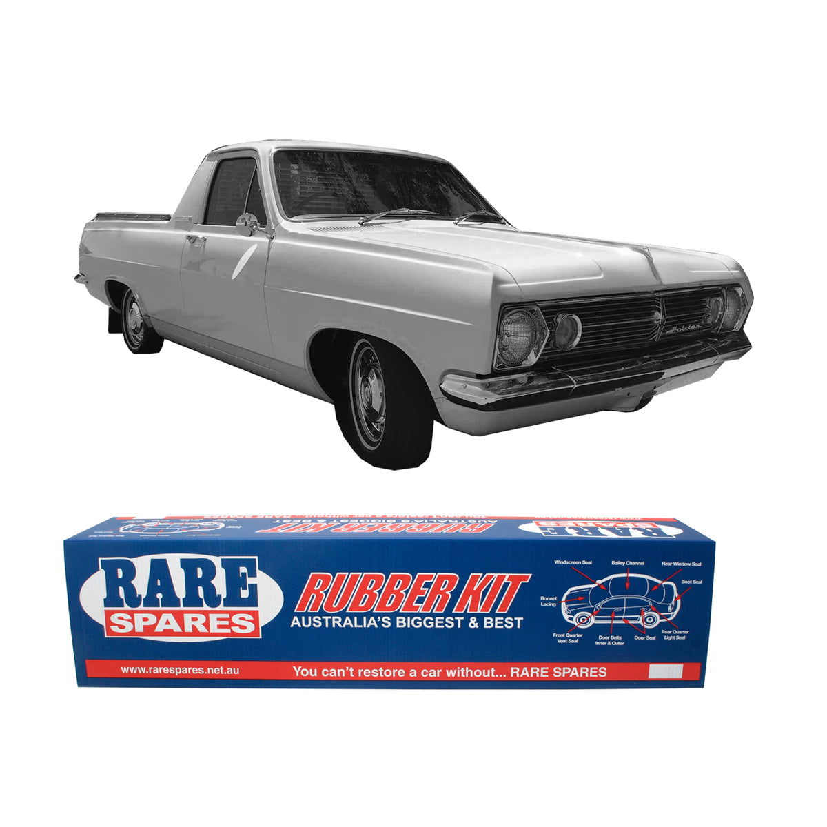 Body Rubber Kit Holden HR Standard Ute (Maroon) - HR4M