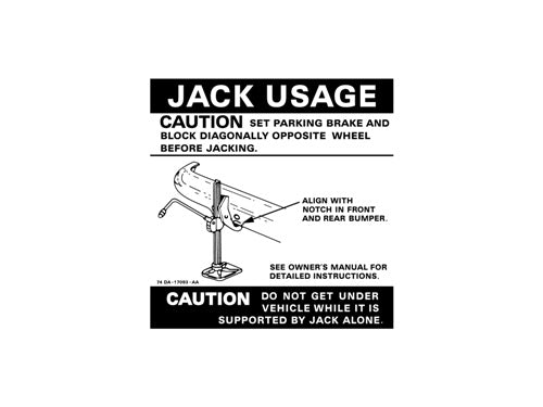 Jack Usage Decal Ford XB - JD2002