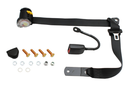 Pillar Mount Inertia Seat Belt (Black - 250mm Solid Stalk) Universal - K6241
