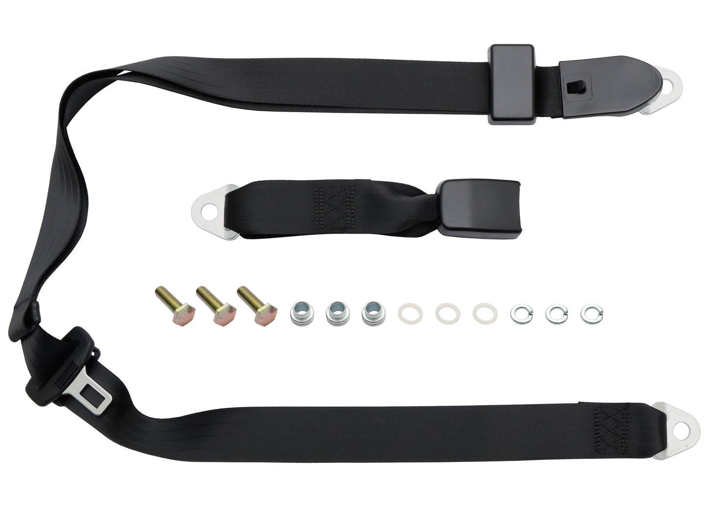 Lap Sash Seat Belt (Black 275mm Webb Stalk)Shortened Length Universal - K1635S