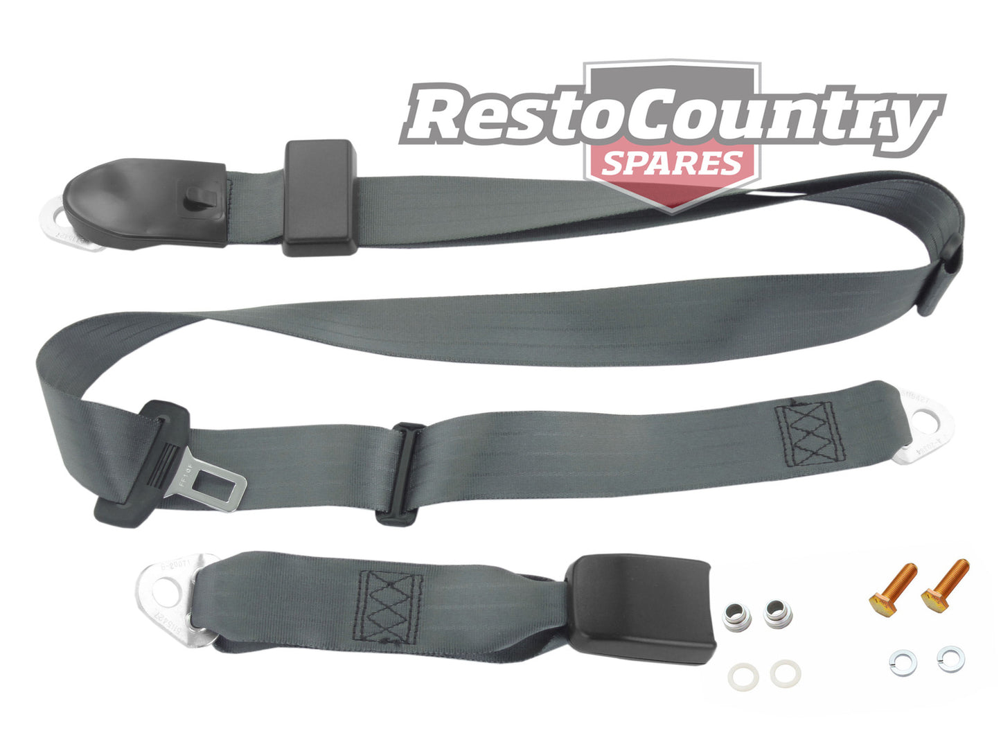 Lap Sash Seat Belt (Grey - 275mm Webb Stalk) Shortened Universal - K1635S