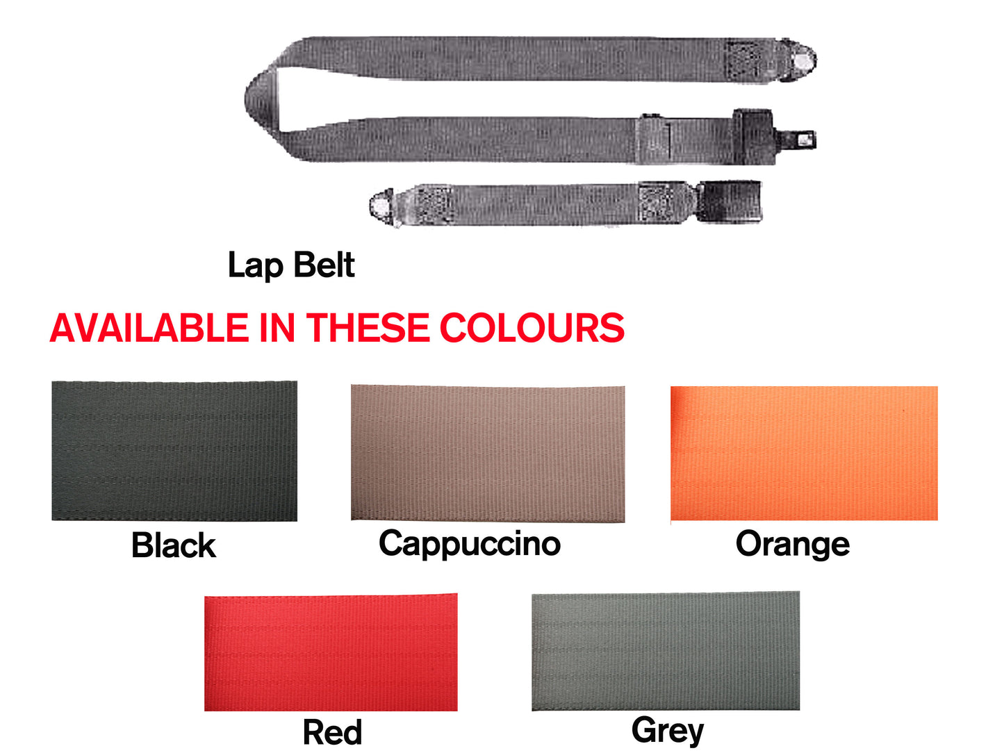 Centre Lap Seat Belt (Black - 425mm Web Stalk) Holden / Ford - K1636