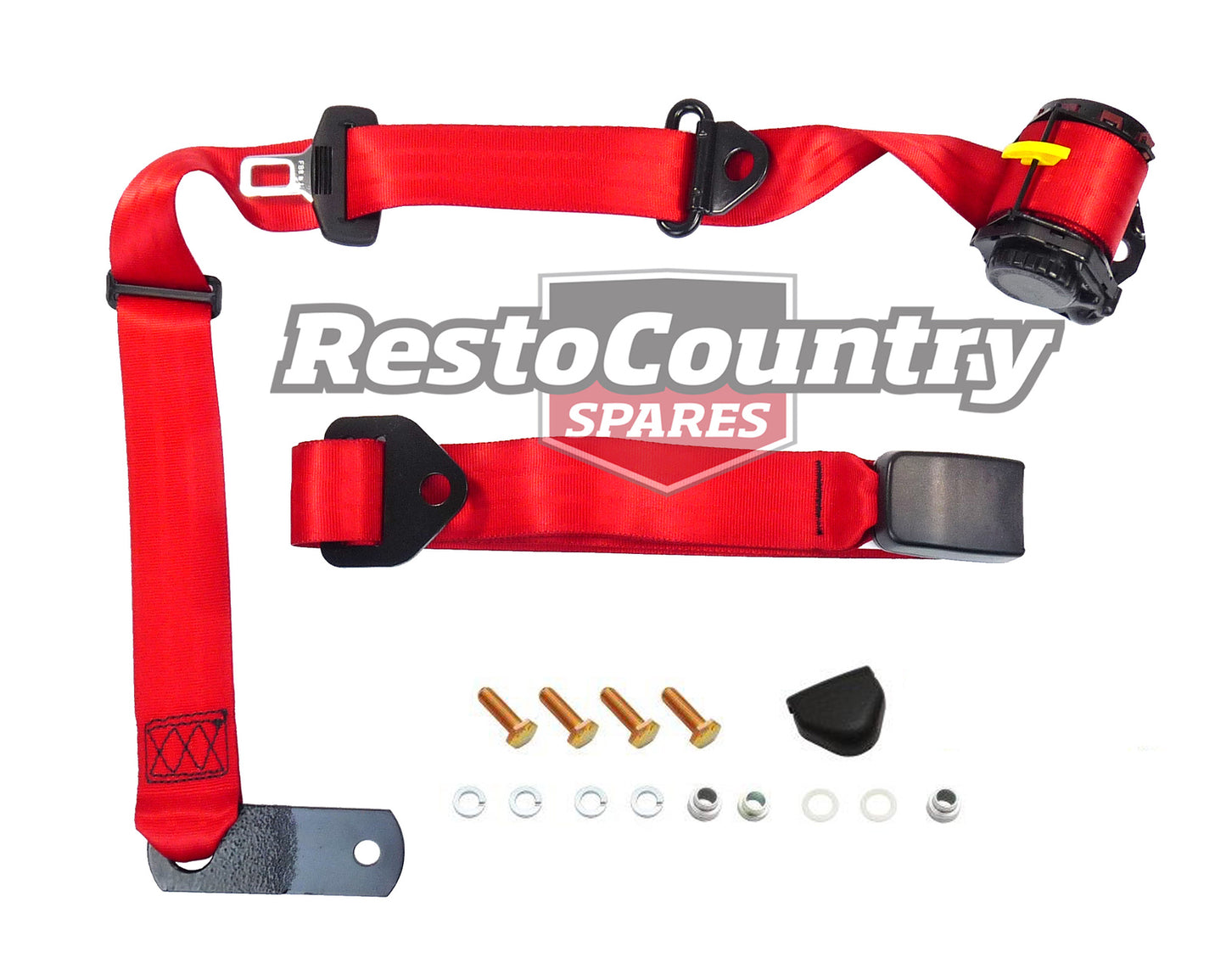 Pillar Mount Inertia Seat Belt (Red - Adjustable Web Stalk) Holden / Ford - K2255R
