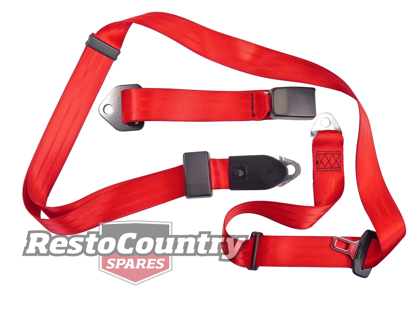 Lap Sash Seat Belt (Red - Adjustable Web Stalk) Holden / Ford - K2257R