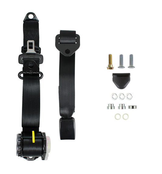90/90 Pillar Mount Inertia Seat Belt (Black - Adjustable Webb) Universal - K4543