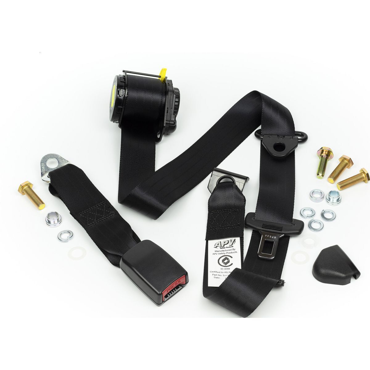 90/90 Pillar Mount Inertia Seat Belt (Black - 275mm Web Stalk) Universal - K4558