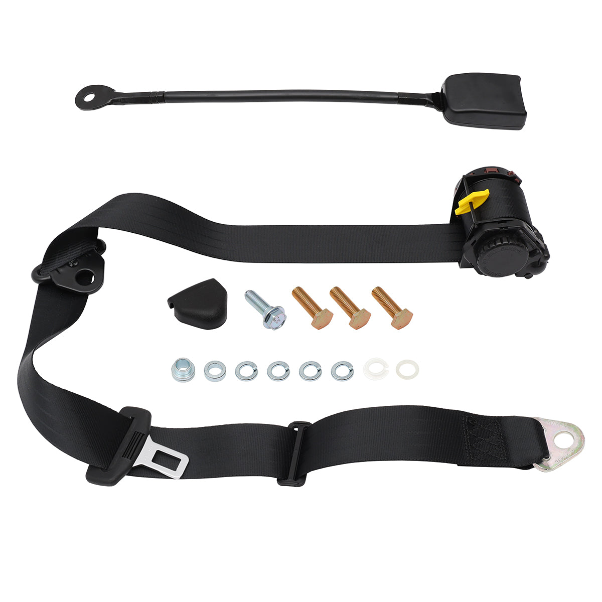 90/90 Pillar Mount Inertia Seat Belt (Black - 400mm Solid Stalk) Universal - K7632S