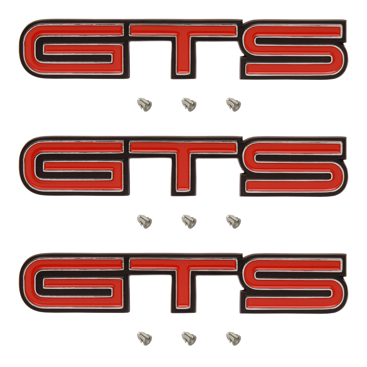 Holden HQ Red 'GTS' Badge Kit x3  Guard + Boot Metal fender emblem - KB1013x3