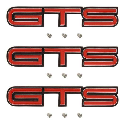 Holden HQ Red 'GTS' Badge Kit x3  Guard + Boot Metal fender emblem - KB1013x3