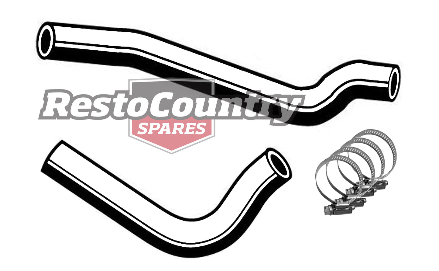 Holden Service UPPER +LOWER Radiator Hose+Clamp Kit HK HT V8 CHEV 307 327 bottom - KH26