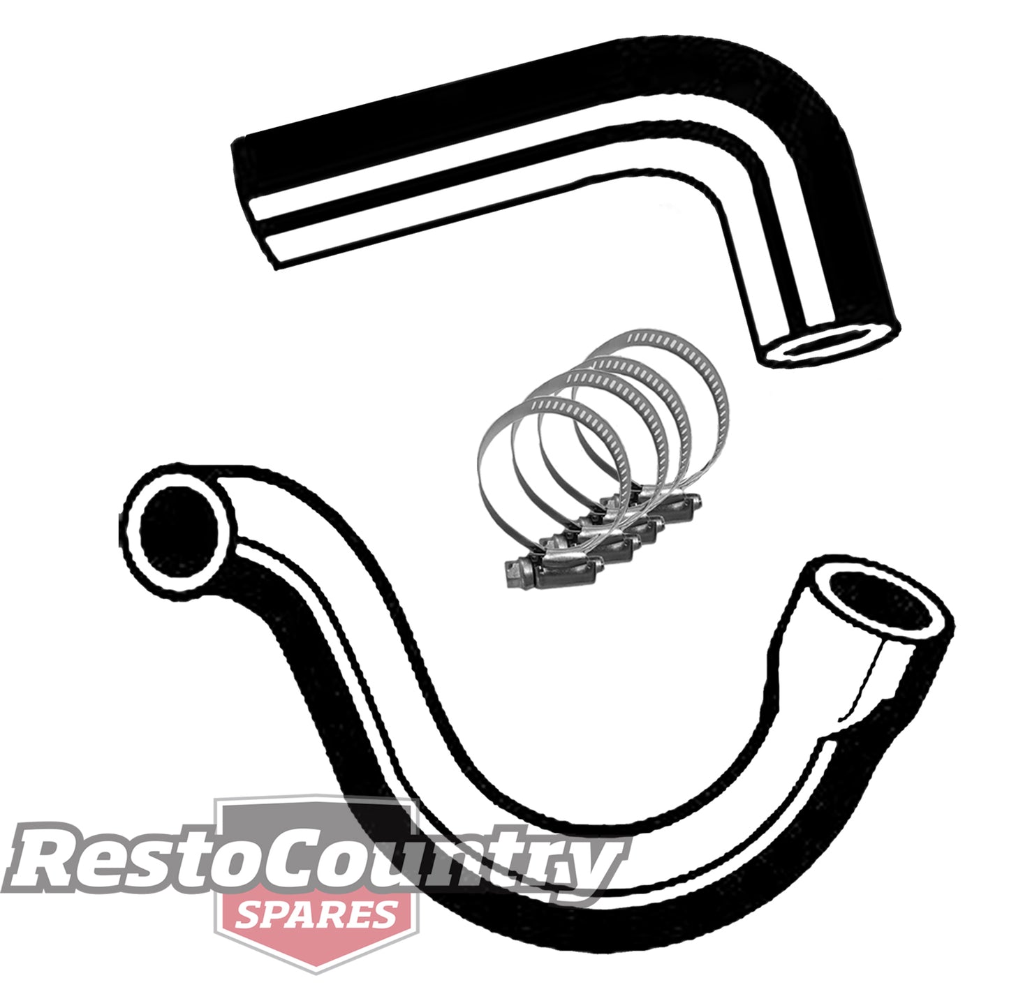Ford Service UPPER + LOWER Radiator Hose+Clamp Kit XK XL 6 Cylinder 144 170 - KH28