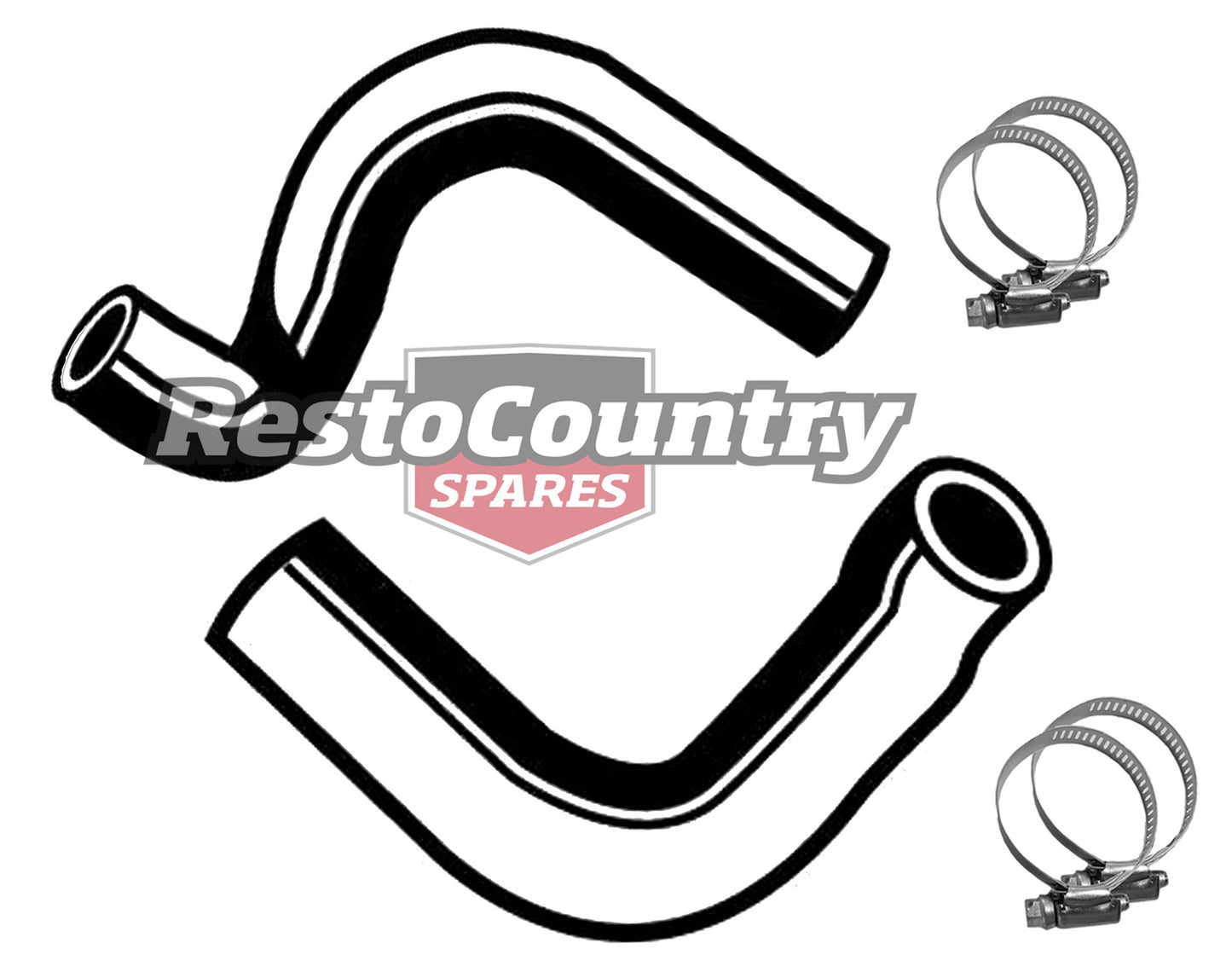 Ford Service UPPER + LOWER Radiator Hose + Clamp Kit XW ZC 351 V8 Windsor - KH39