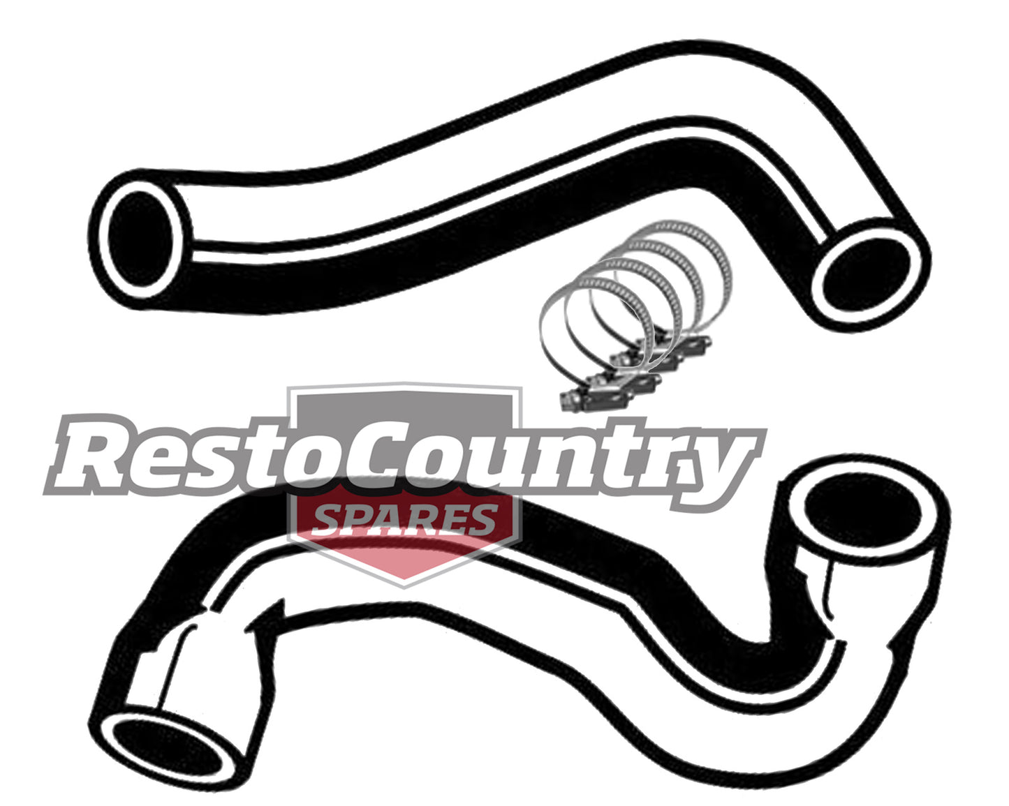 Ford Service UPPER + LOWER Radiator Hose + Clamp Kit 6Cyl XY 250 4.1 - KH42