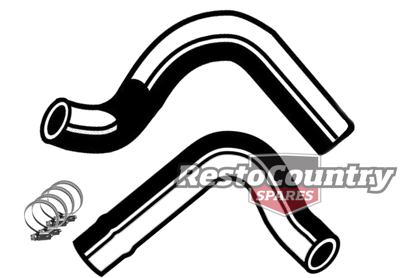 Ford Service UPPER + LOWER Radiator Hose+Clamp Kit XY ZD V8 302 Clevland W/A/C - KH43