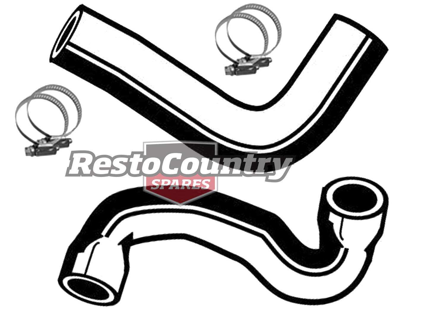 Ford Service UPPER + LOWER Radiator Hose + Clamp Kit 6Cyl XC NON A/C 3.3 4.1 - KH51