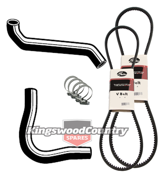 Holden Service Radiator Hose +Clamp +Fan AC Belt Kit HJ HX 6cyl 173 202 w/Air #S - KHB12