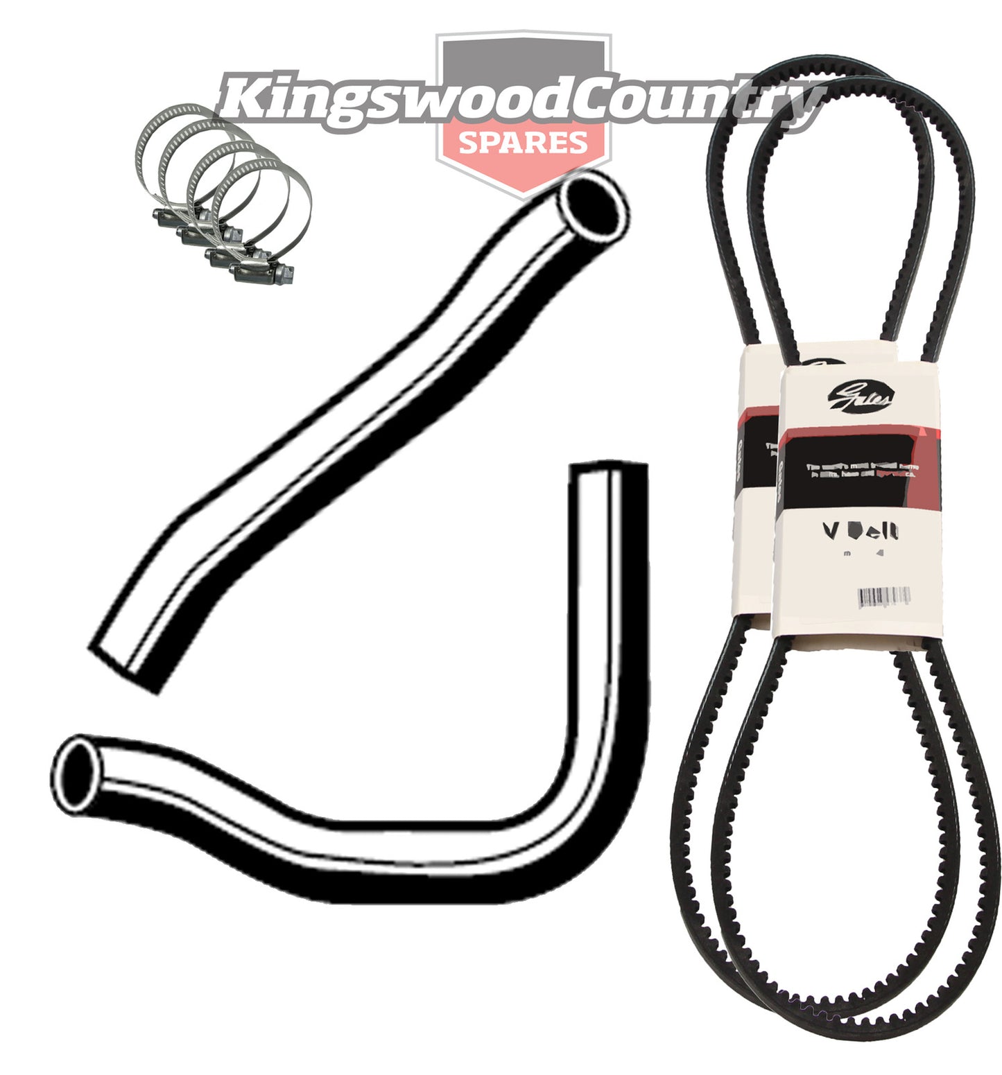 Holden Service Radiator Hose +Clamp +Fan +AC Belt Kit WB 6cyl 202 3.3 Air Con #S - KHB16