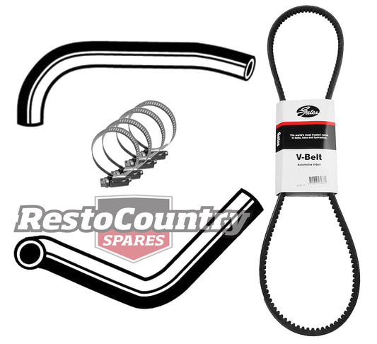 Holden Commodore Service Radiator Hose +Clamps+Fan Belt VB VC VH 6Cyl 202 NO A/C -KHB32 - KHB32