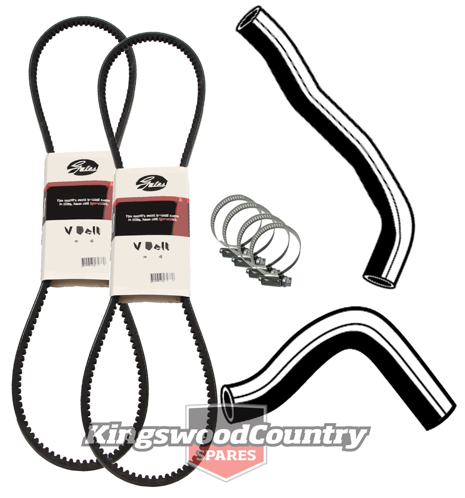 Holden Service Radiator Hose +Clamp +Fan +Air Con Belt Kit HT HG V8 253 308 - KHB3