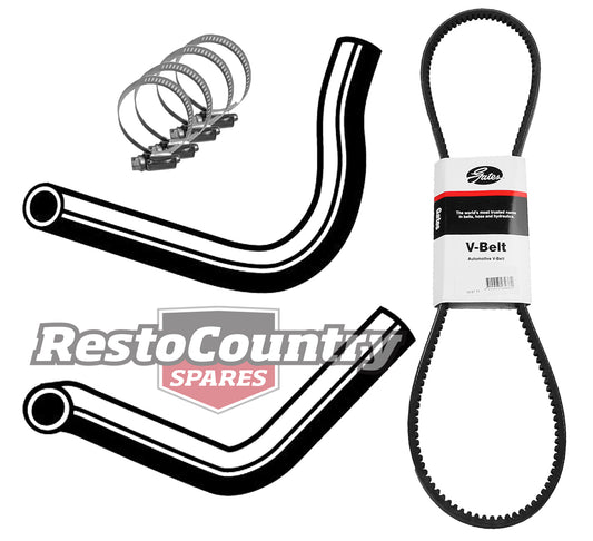 Holden Commodore Service Radiator Hose +Clamps+ Fan Belt VH 6Cyl 173 2.8L NO A/C -KHB30 - KHB30
