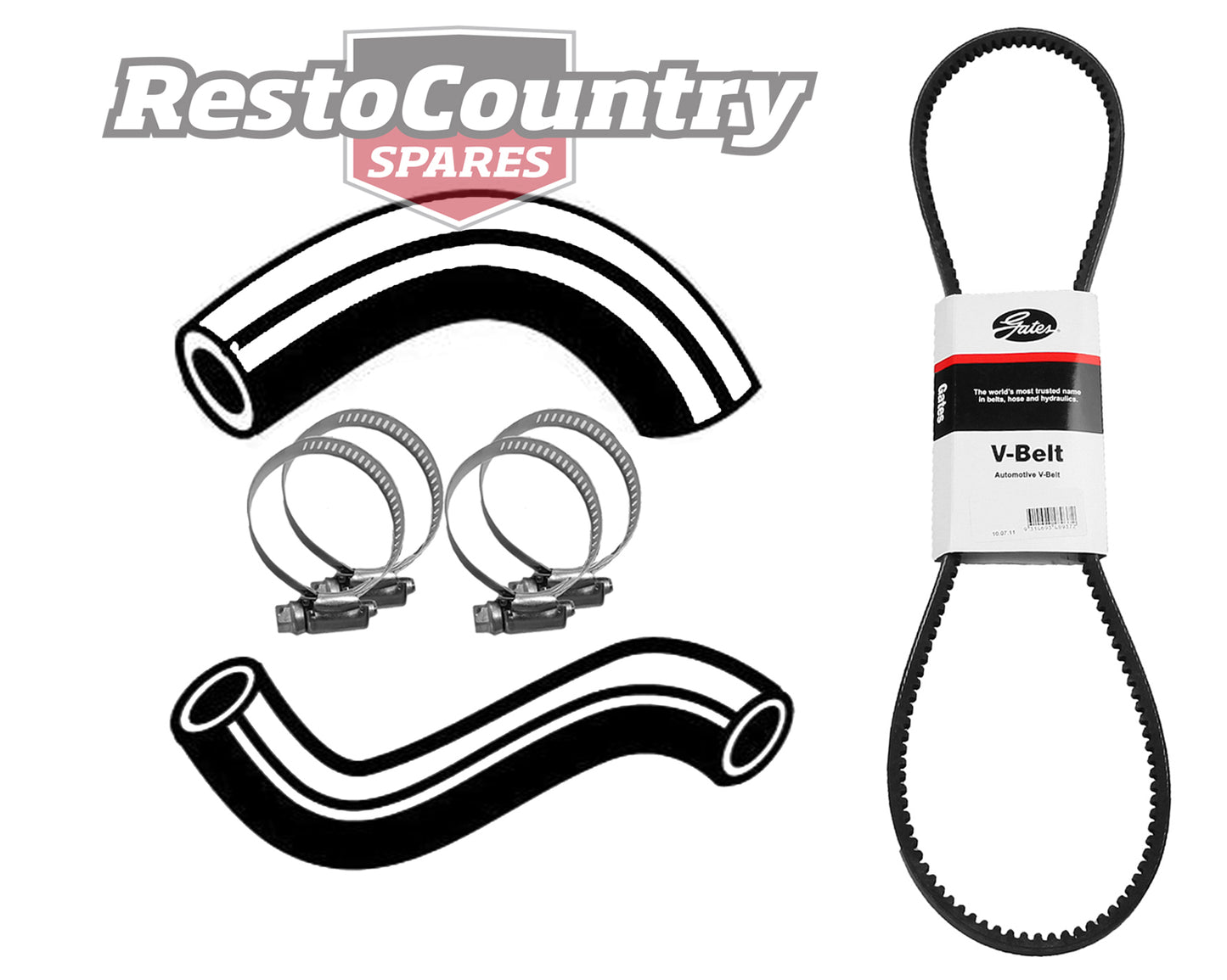 Holden Service Kit Fan Belt +Radiator Hose Top+Bottom HD HR 6Cyl 149 161 179 186 - KHB39