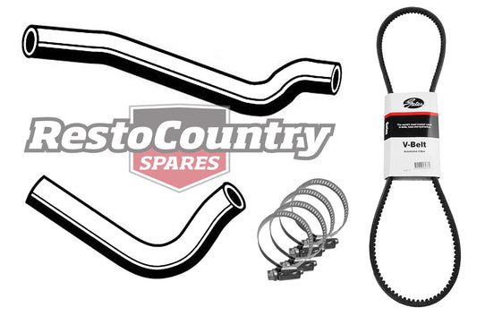 Holden Service Kit Fan Belt + Radiator Hose Top + Bottom HK HT V8 CHEV 307 327 - KHB40