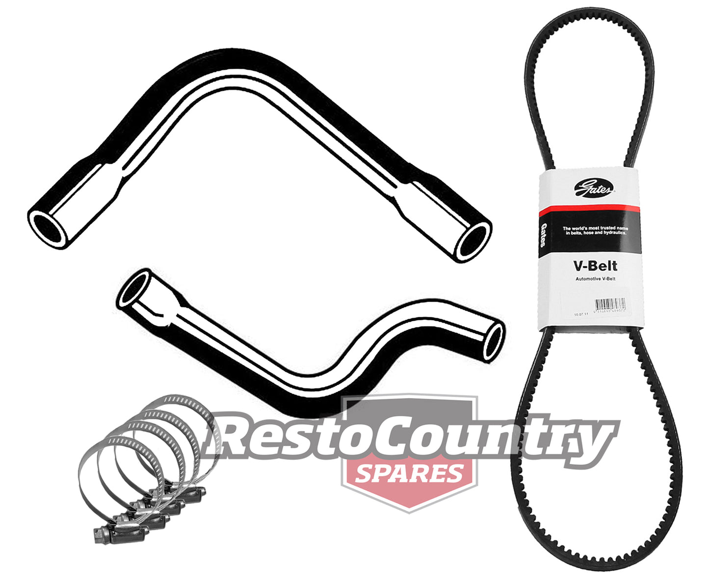 Holden Service Kit Fan Belt+Radiator Hose TOP+LOWER VN VG VP VQ VR VS V8 5.0 304 -KHB41 - KHB41