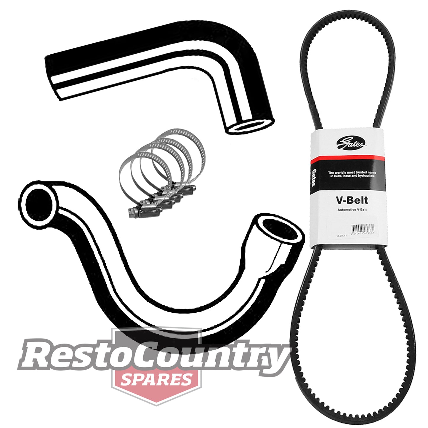 Ford Service Kit Fan Belt + Radiator Hose TOP + LOWER XK XL 6 Cylinder 144 170 -KHB42 - KHB42