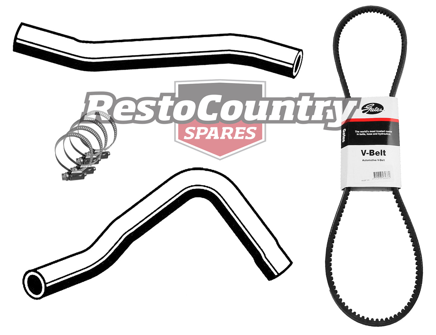 Ford Service Kit Fan / P/S Belt + Radiator Hose XD XE V8 302C 351C NON A/C - KHB44-d