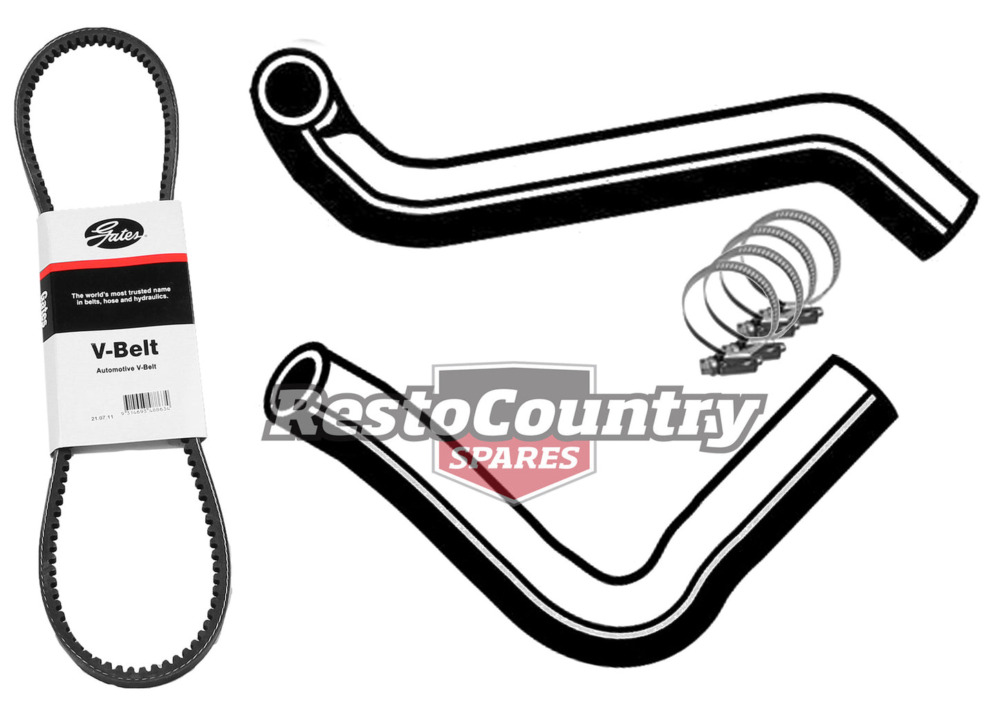 Ford Service Kit Alt Belt + Radiator Hose XW XY 351 V8 Cleveland NON P/S - kKHB50-b
