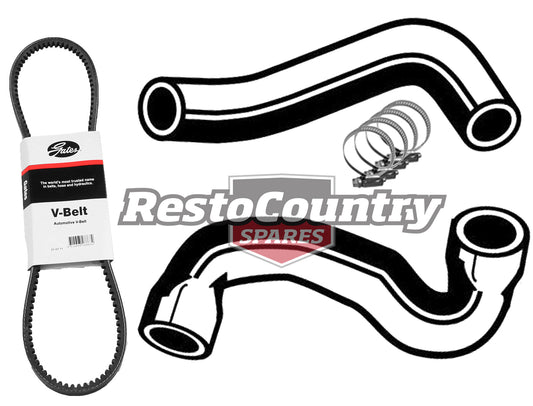Ford Service Kit Fan Belt +Radiator Hose + Clamp Kit 6Cyl XY 250 4.4 Upper+Lower - KHB52