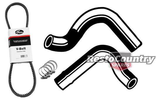 Ford Service Kit Fan Belt + Radiator Hose + Clamp Kit XY ZD V8 302 Windsor W/A/C - KHB53