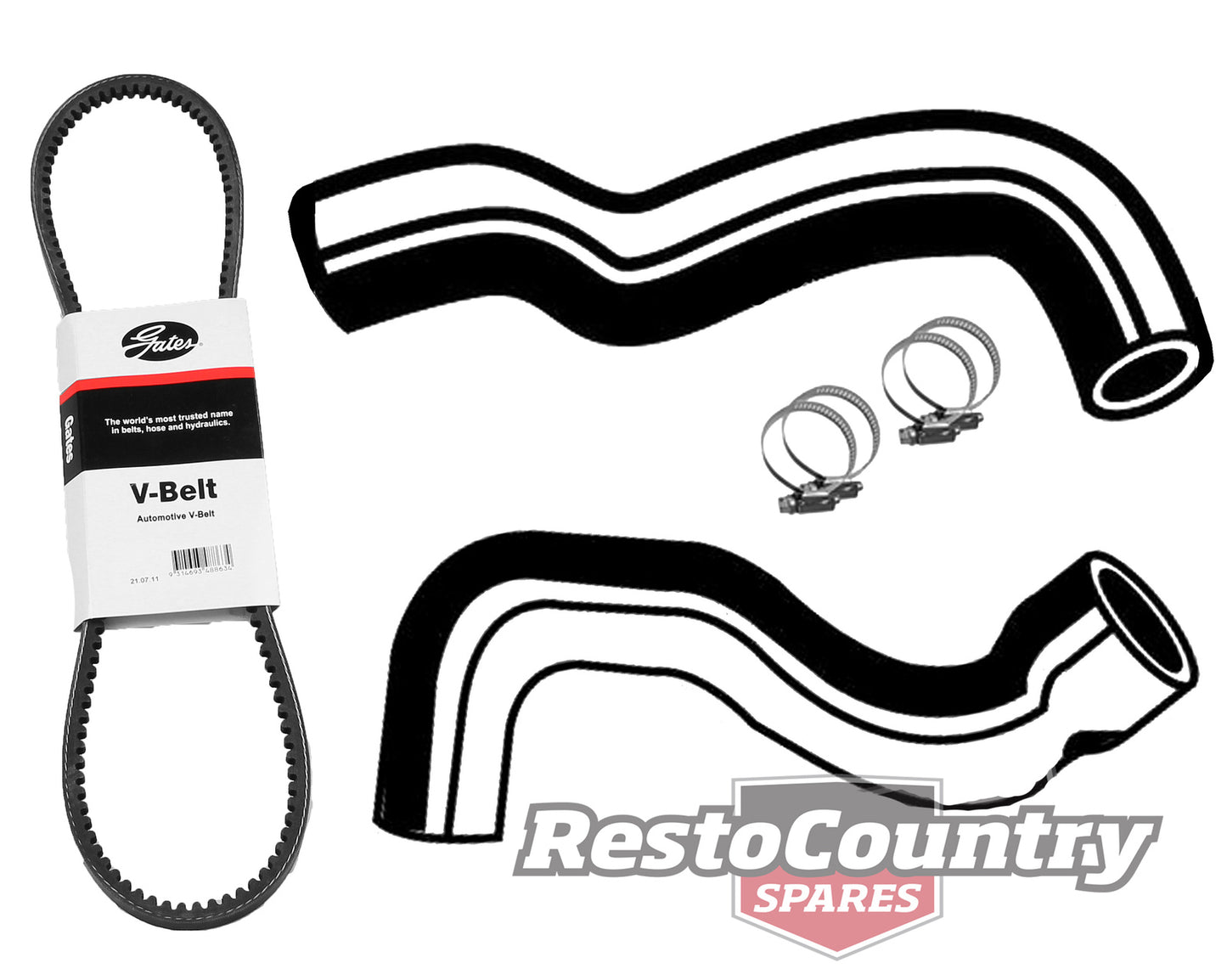 Ford Service Kit Fan Belt +Radiator Hose+Clamp Kit XC 6Cyl 4.1 WITH A/C -KHB58 - KHB58