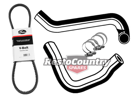 Ford Service Radiator Hose + Clamp + Fan Belt Kit XA XB 302C 2V 351C 4V NON A/C - KHB60
