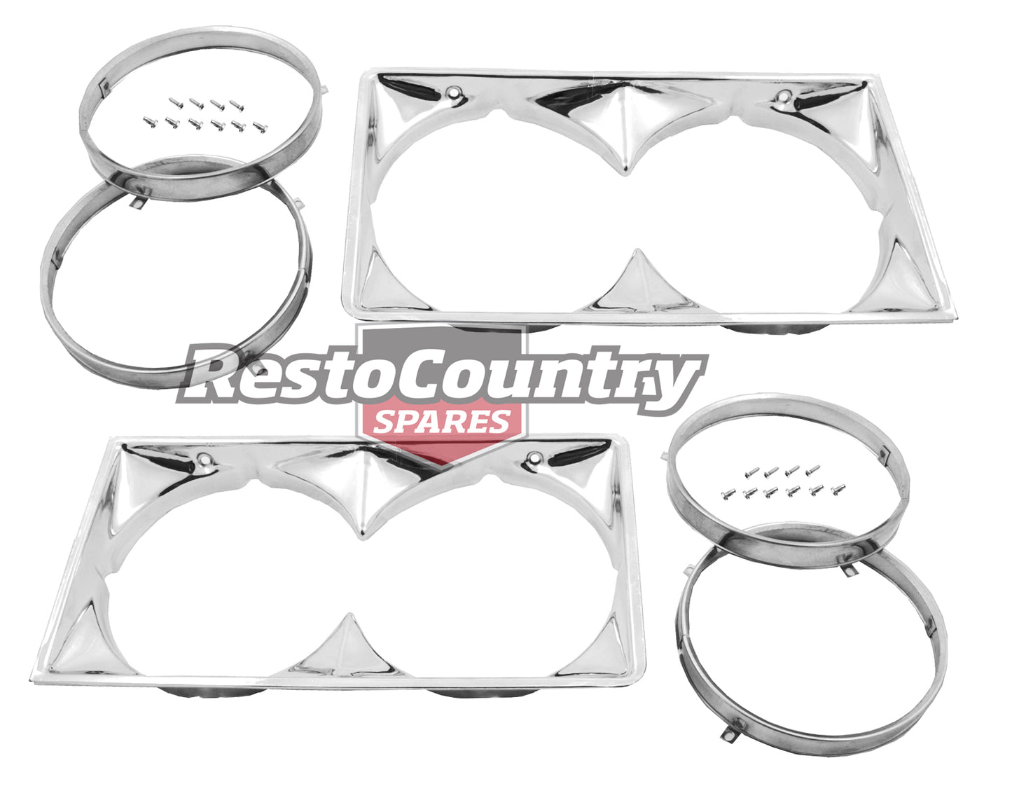 Holden Twin Headlight Surround Rim Set + INNER HJ HX HZ Statesman Premier PAIR - KHLR1000-A_x2