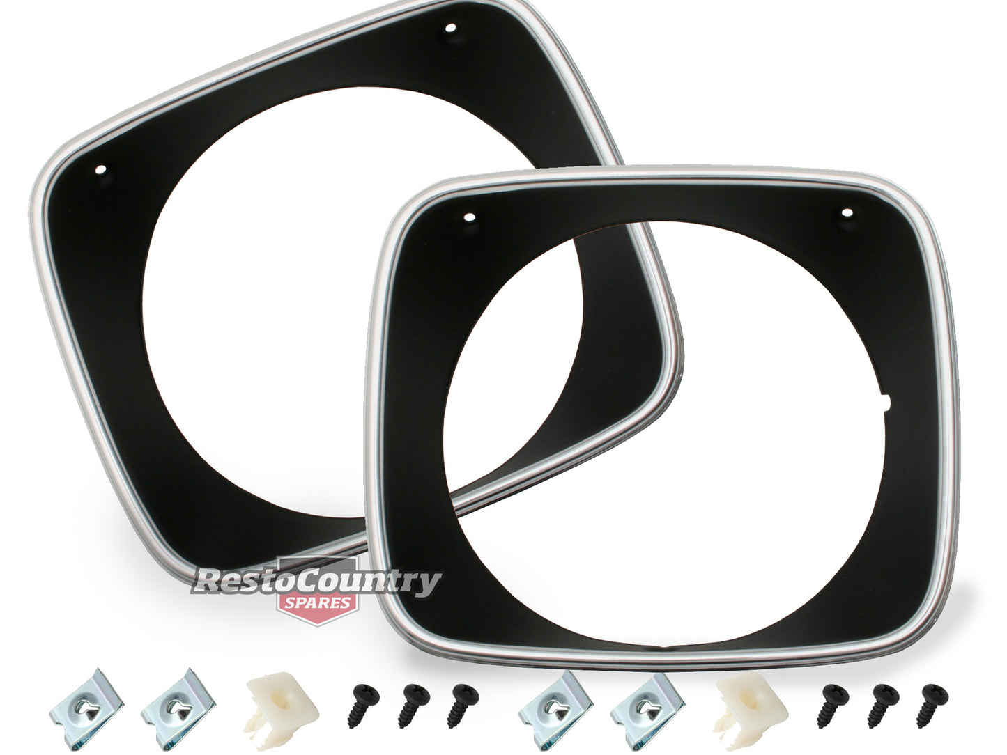 Holden Torana LH LX Headlight Surrounds Rims PAIR Black NEW headlamp - KHLR1001_x2