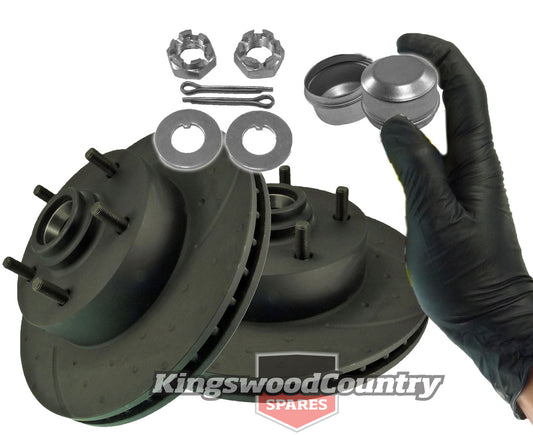 Front Disc Brake Rotor & Hub Nuts (Slotted & Dimpled) Holden HQ HJ HX HZ WB LX A9X - KRDA14D-a